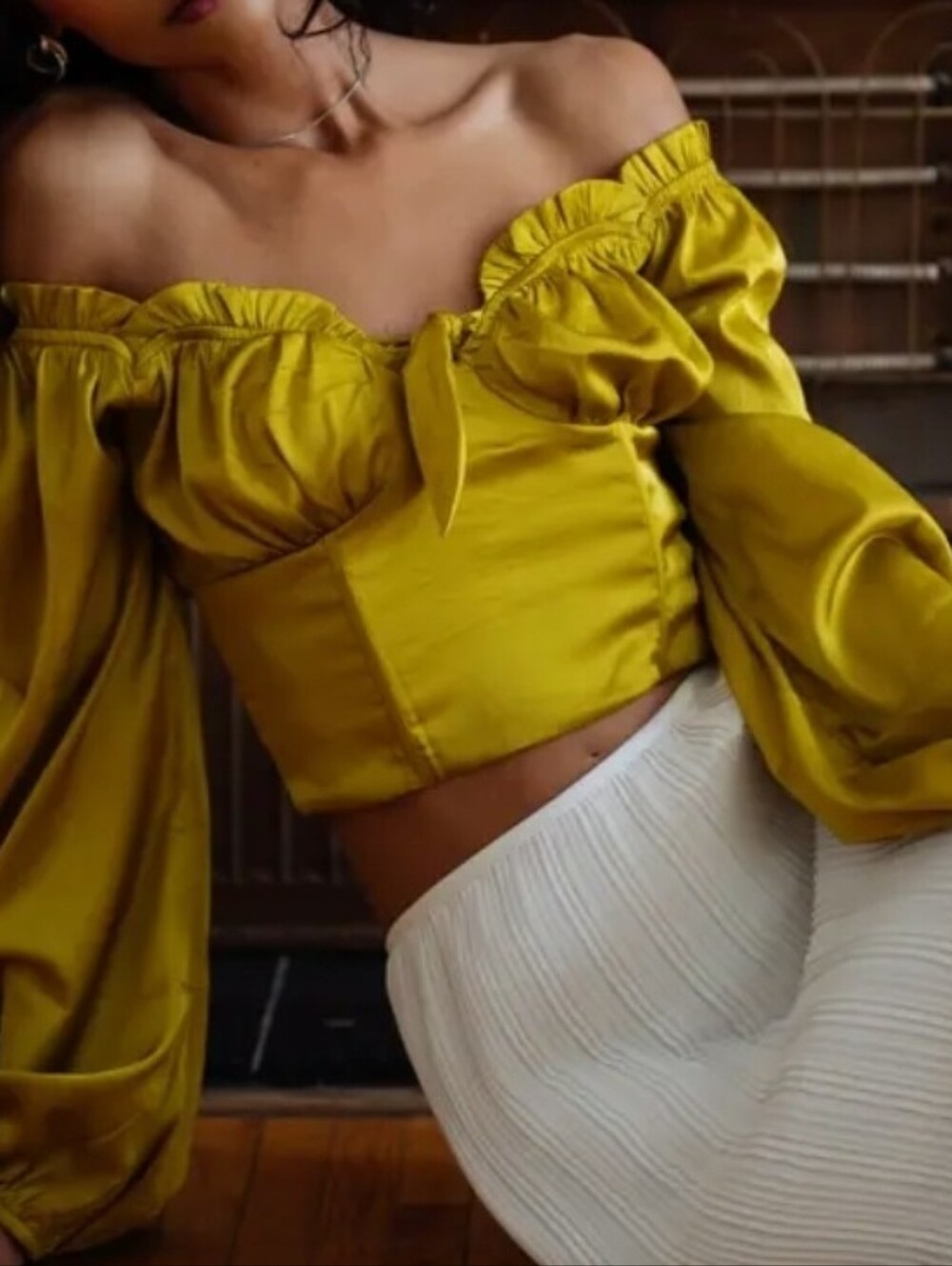 Sexy Silky Long Sleeve Crop Top